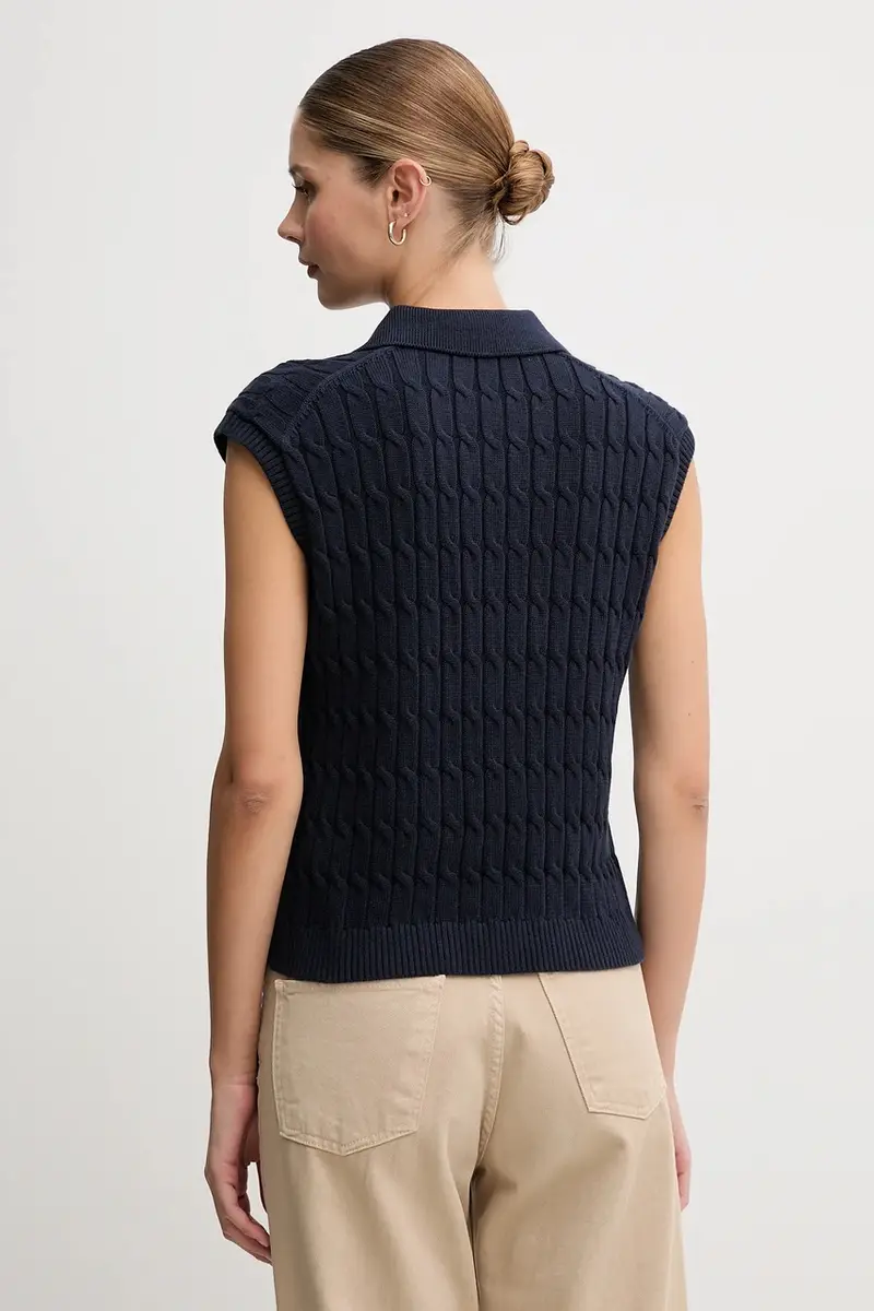 gilè in cotone donna colore blu navy WW0WW45655 miniatura 3