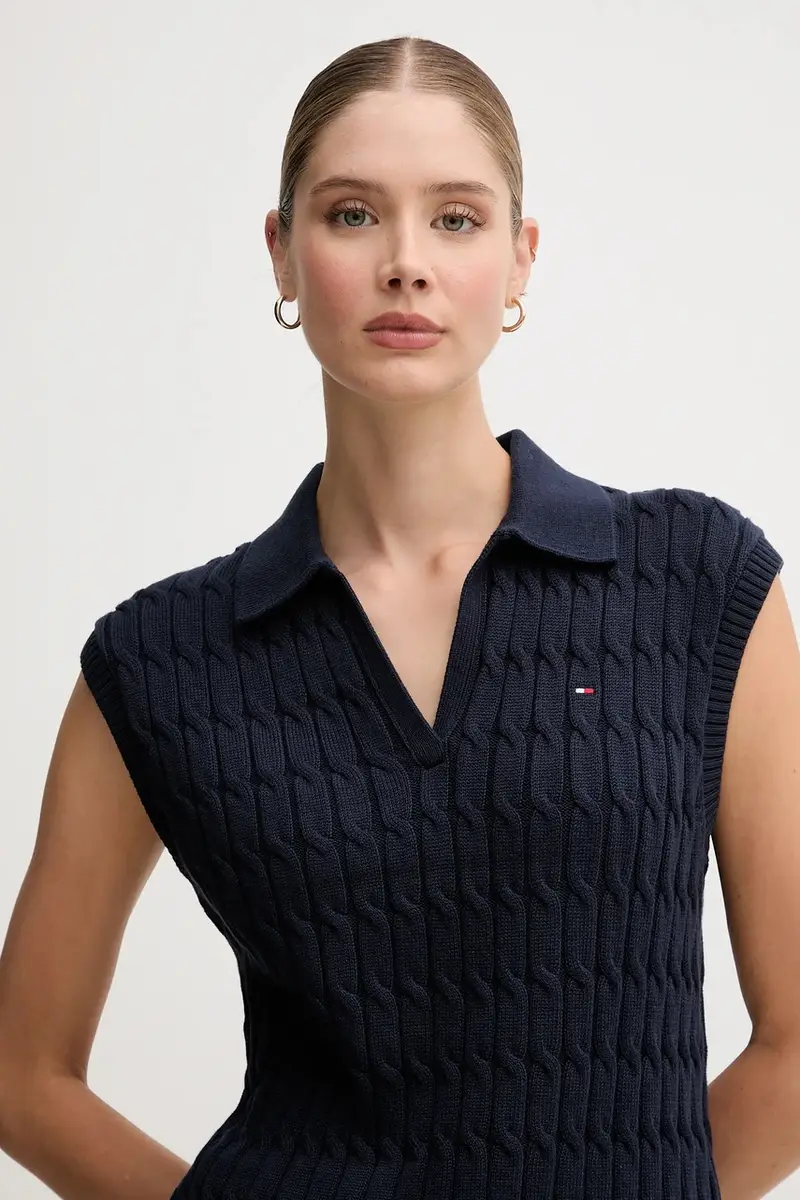 gilè in cotone donna colore blu navy WW0WW45655 miniatura 4