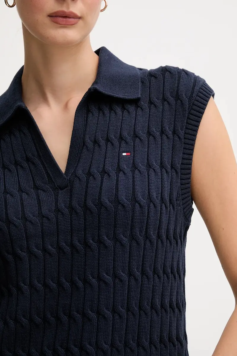 gilè in cotone donna colore blu navy WW0WW45655 miniatura 5