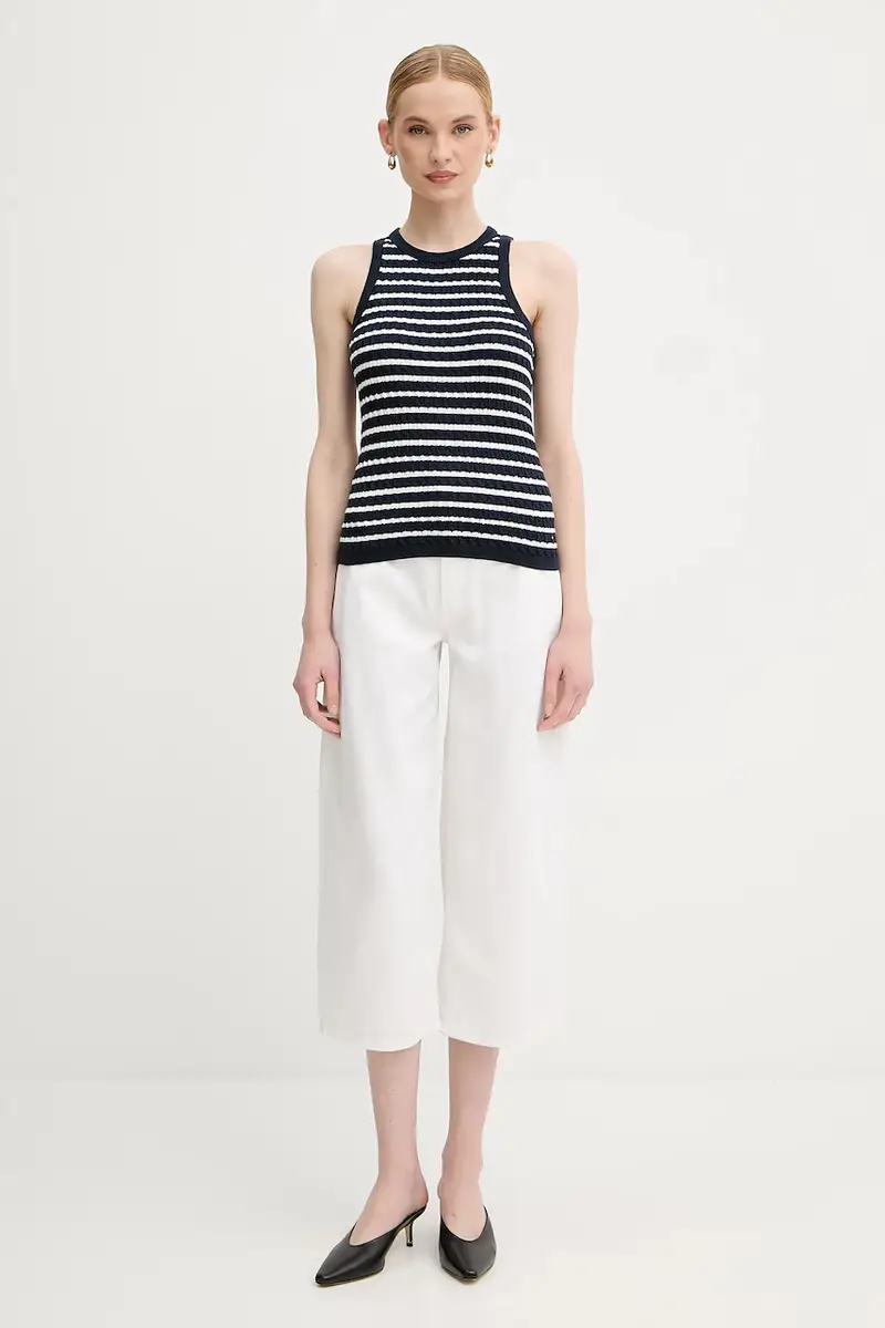 gilè in cotone donna colore blu navy WW0WW45706 miniatura 2