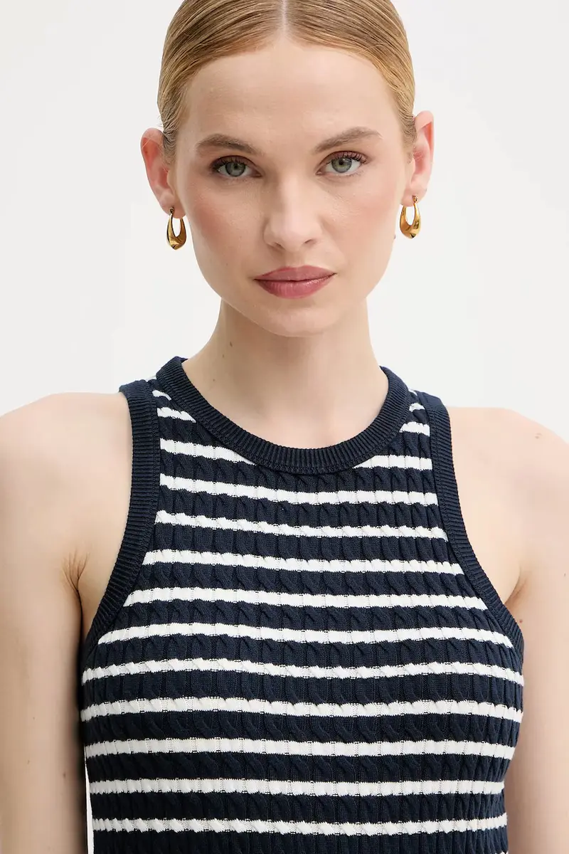 gilè in cotone donna colore blu navy WW0WW45706 miniatura 4