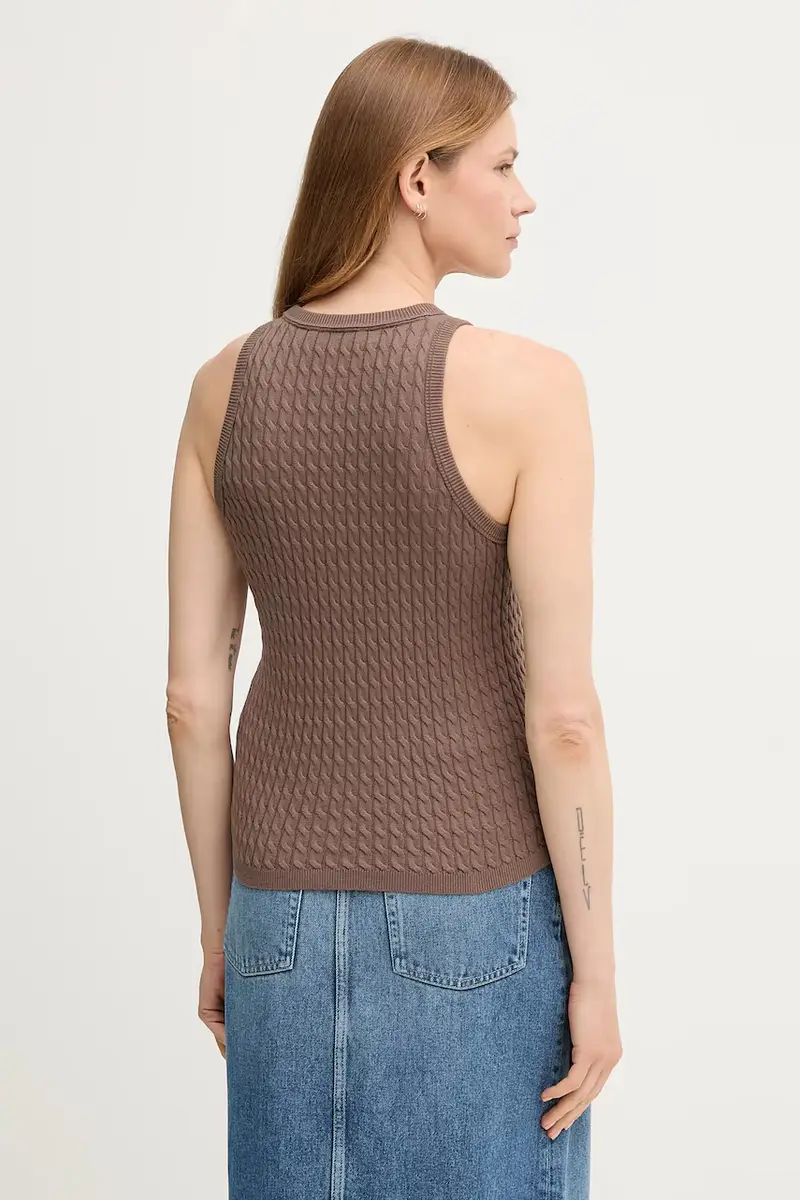 gilè in cotone donna colore marrone WW0WW45706 miniatura 3