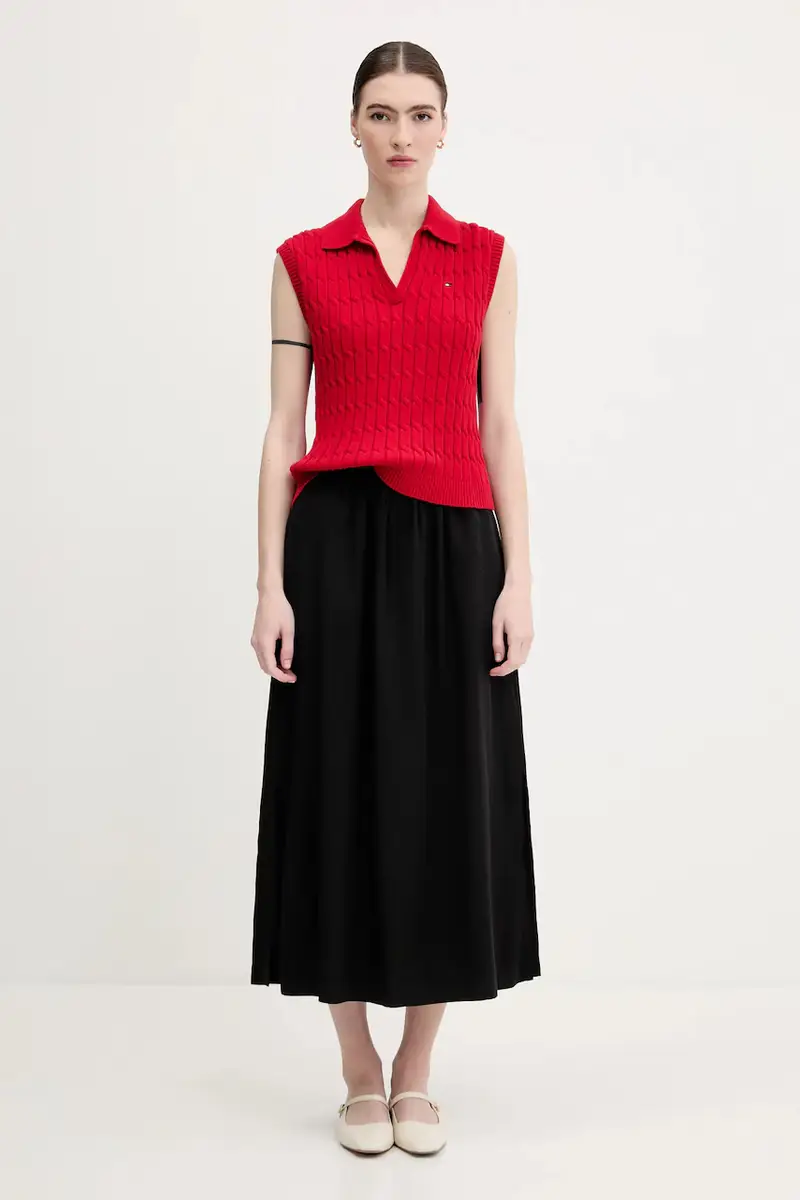 gilè in cotone donna colore rosso WW0WW45655 miniatura 2