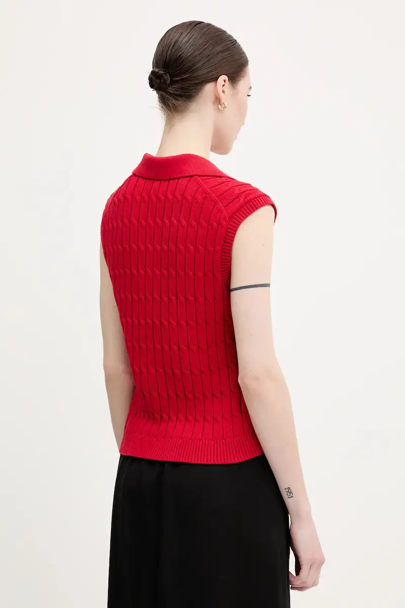 gilè in cotone donna colore rosso WW0WW45655 miniatura 3