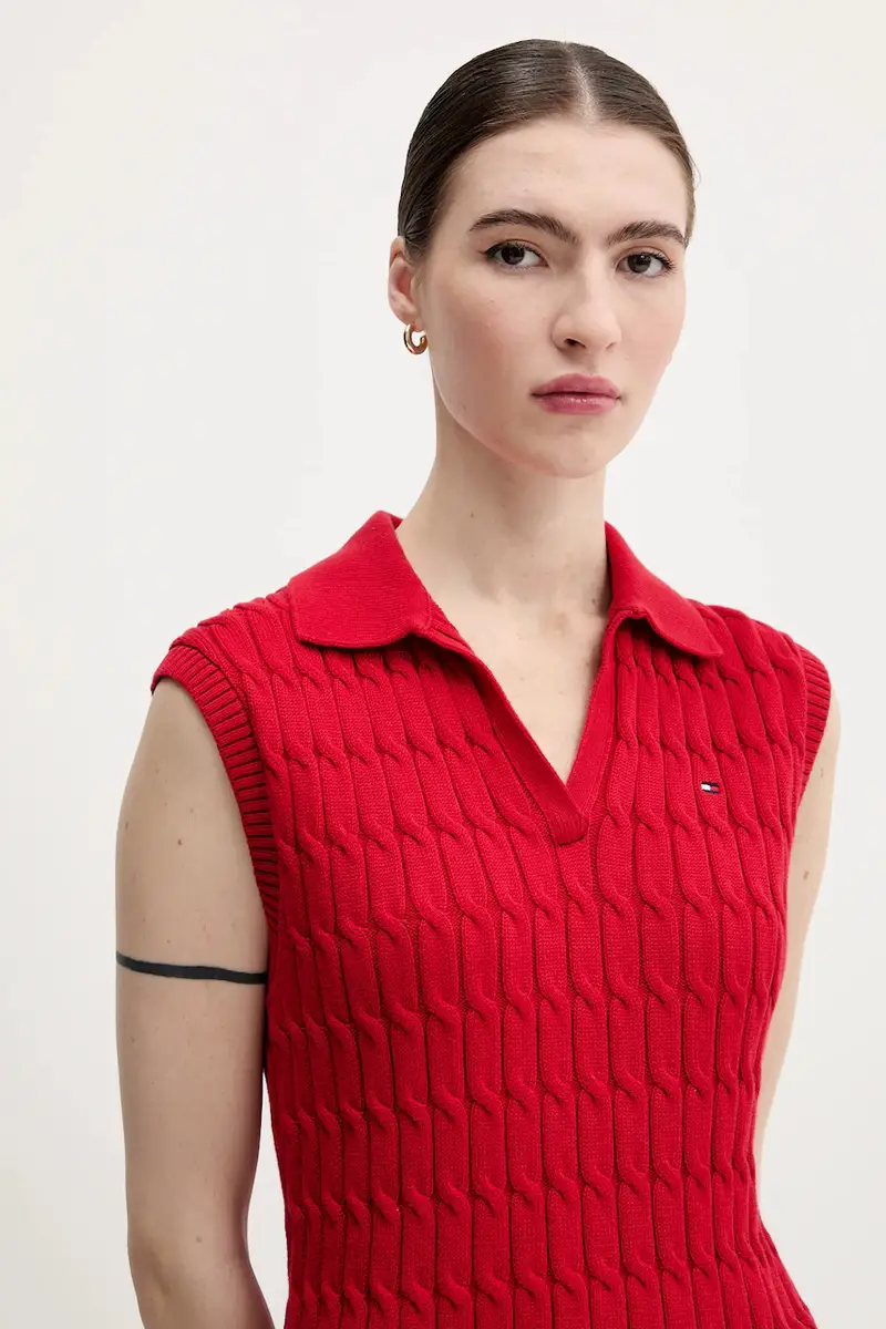 gilè in cotone donna colore rosso WW0WW45655 miniatura 4