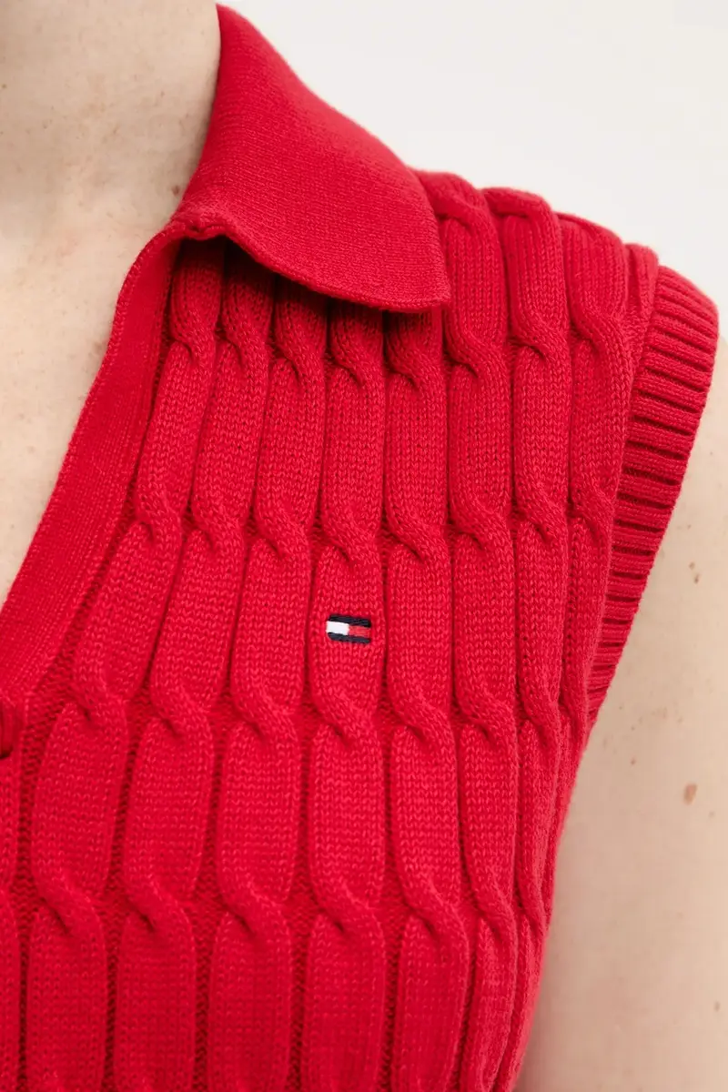 gilè in cotone donna colore rosso WW0WW45655 miniatura 5