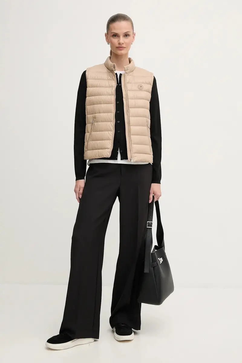 gilet in piuma colore beige WW0WW45499 miniatura 2