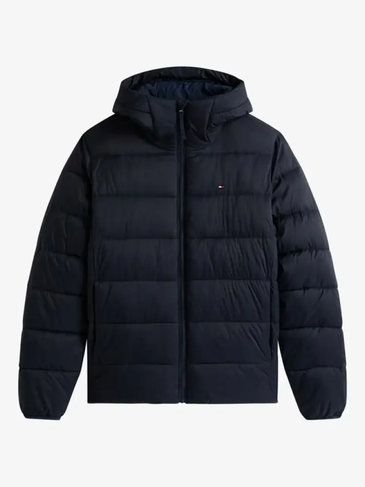 giubbotto blu navy uomo trapuntato con cappuccio mini logo sul petto miniatura 2