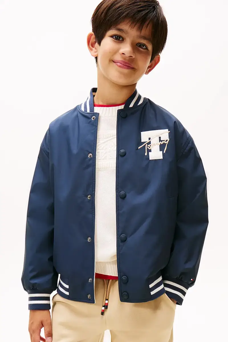 giubbotto bomber reversibile per bambini colore blu navy KB0KB09740