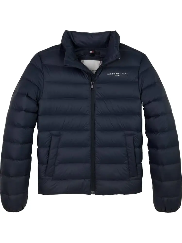 giubbotto piumino kids/junior in nylon blu con logo sul petto