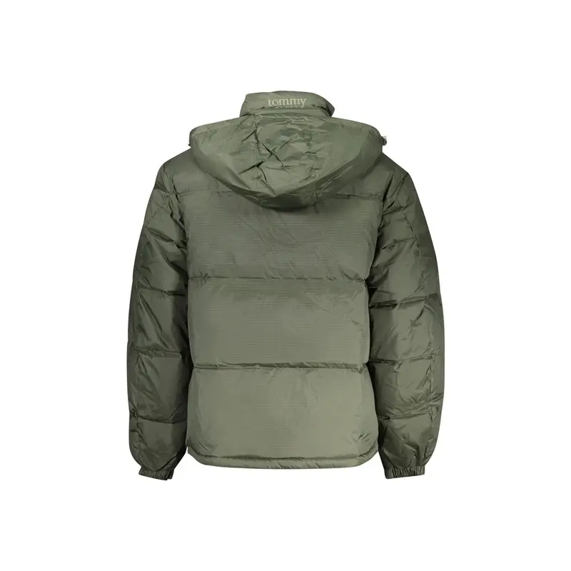 Giubbotto Uomo Cappuccio Zip Tasche Water Repellent Logo Verde miniatura 2