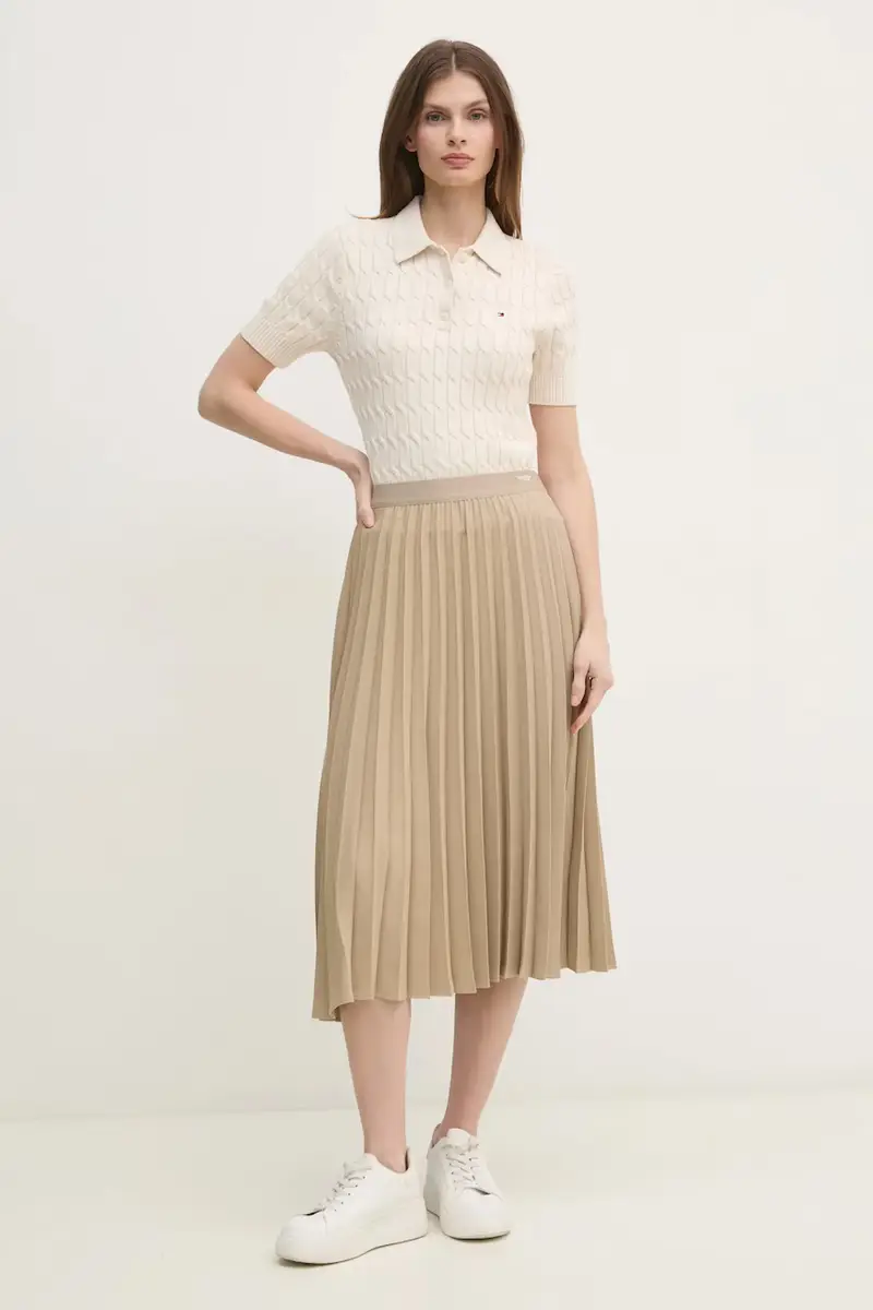 gonna colore beige WW0WW43886 Verde miniatura 2