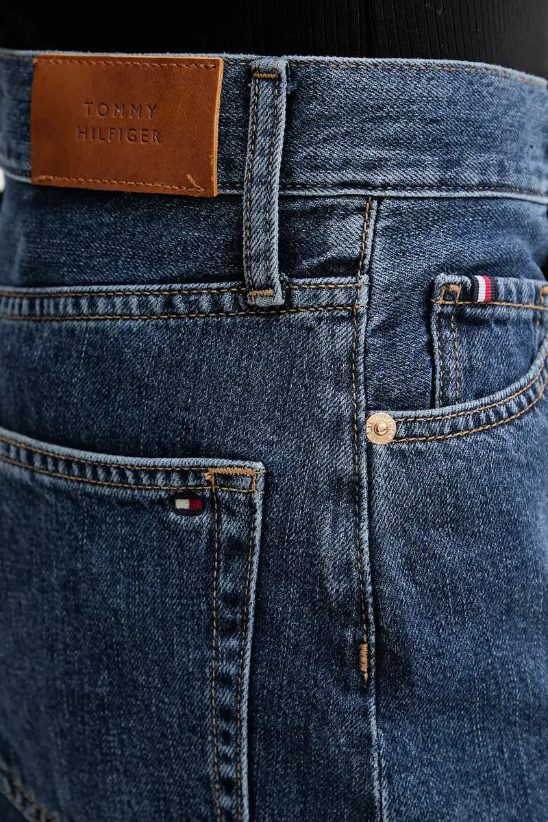 gonna di jeans colore blu navy WW0WW45666 miniatura 3