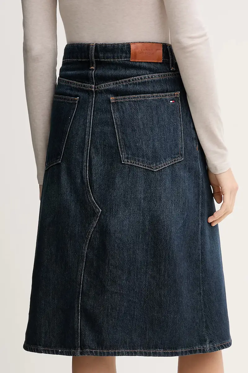 gonna di jeans colore blu navy WW0WW46776 miniatura 3