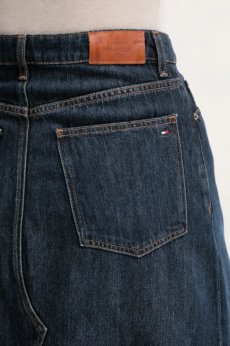 gonna di jeans colore blu navy WW0WW46776 miniatura 4