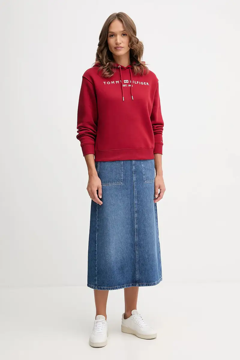 gonna di jeans in cotone colore blu WW0WW46737 miniatura 2