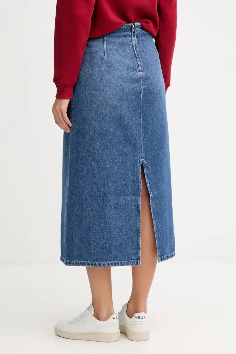 gonna di jeans in cotone colore blu WW0WW46737 miniatura 3