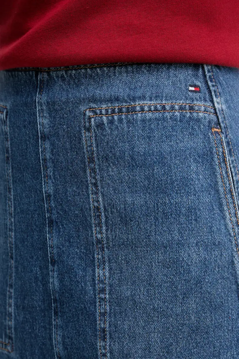 gonna di jeans in cotone colore blu WW0WW46737 miniatura 4