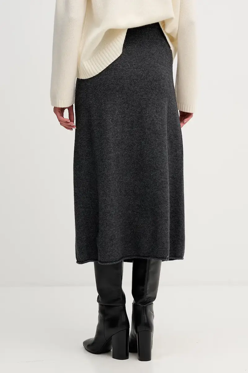 gonna in lana colore grigio WW0WW46756 miniatura 3