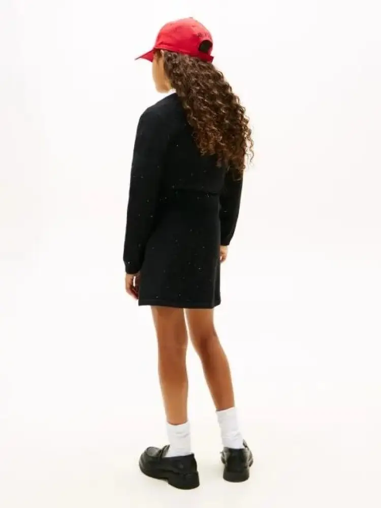 gonna nera bambina in misto cotone con glitter logo sul lato miniatura 2