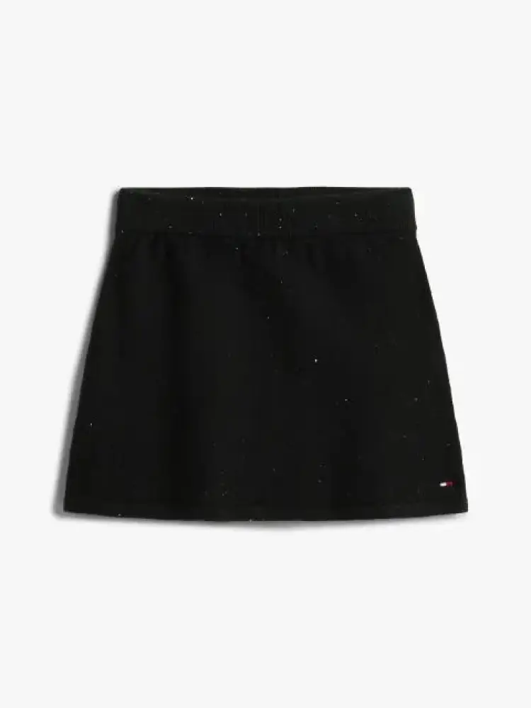 gonna nera bambina in misto cotone con glitter logo sul lato