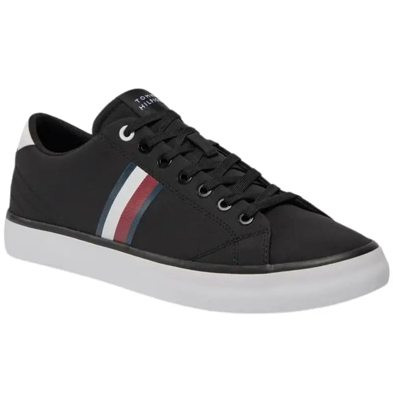 Tommy Hilfiger Hi Vulc Low Stripes Mesh scarpe sportive da uomo, nere. 45 45 nero