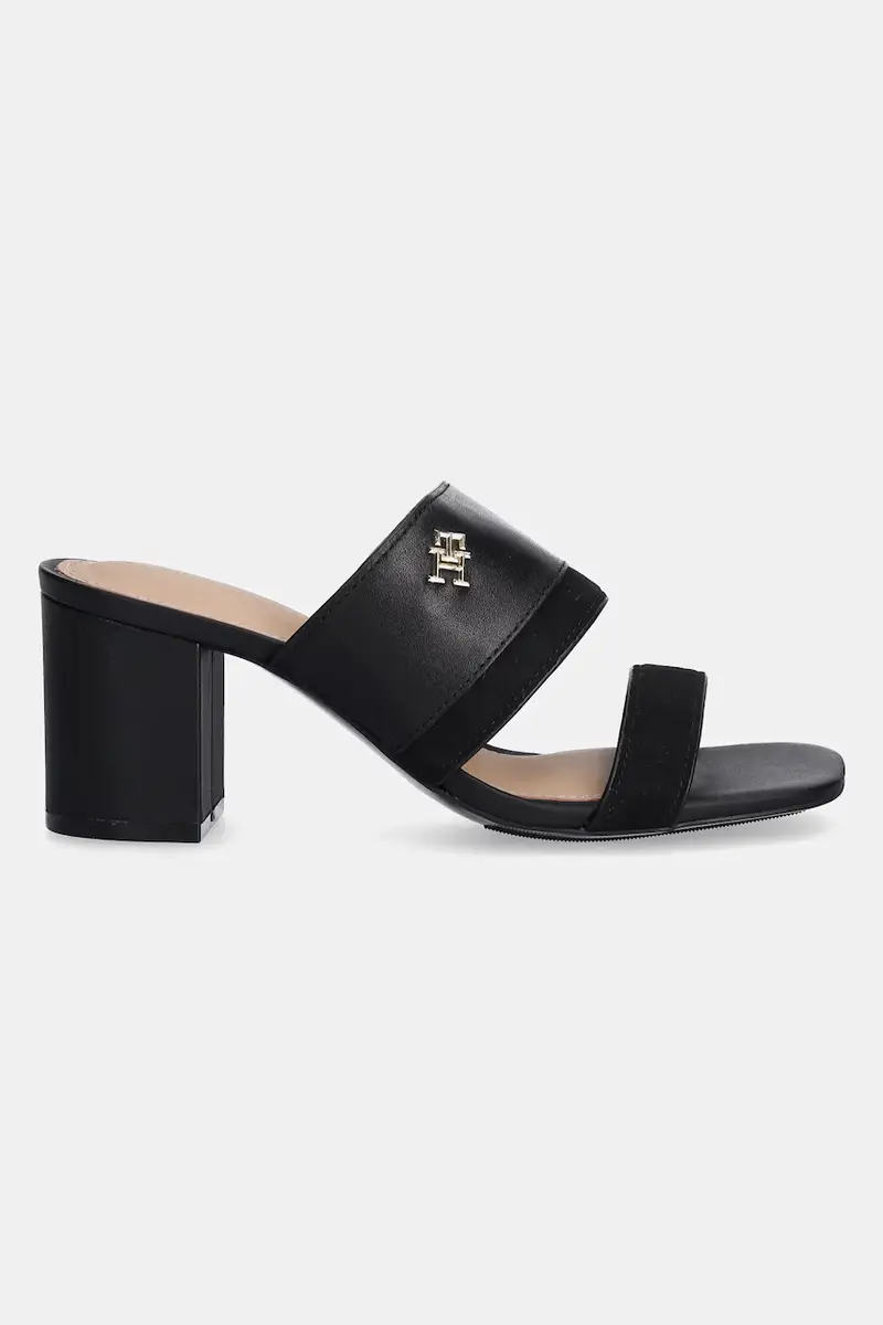infradito in pelle LEATHER & SUEDE BLOCK HEEL MULE donna colore nero FW0FW08530 miniatura 2