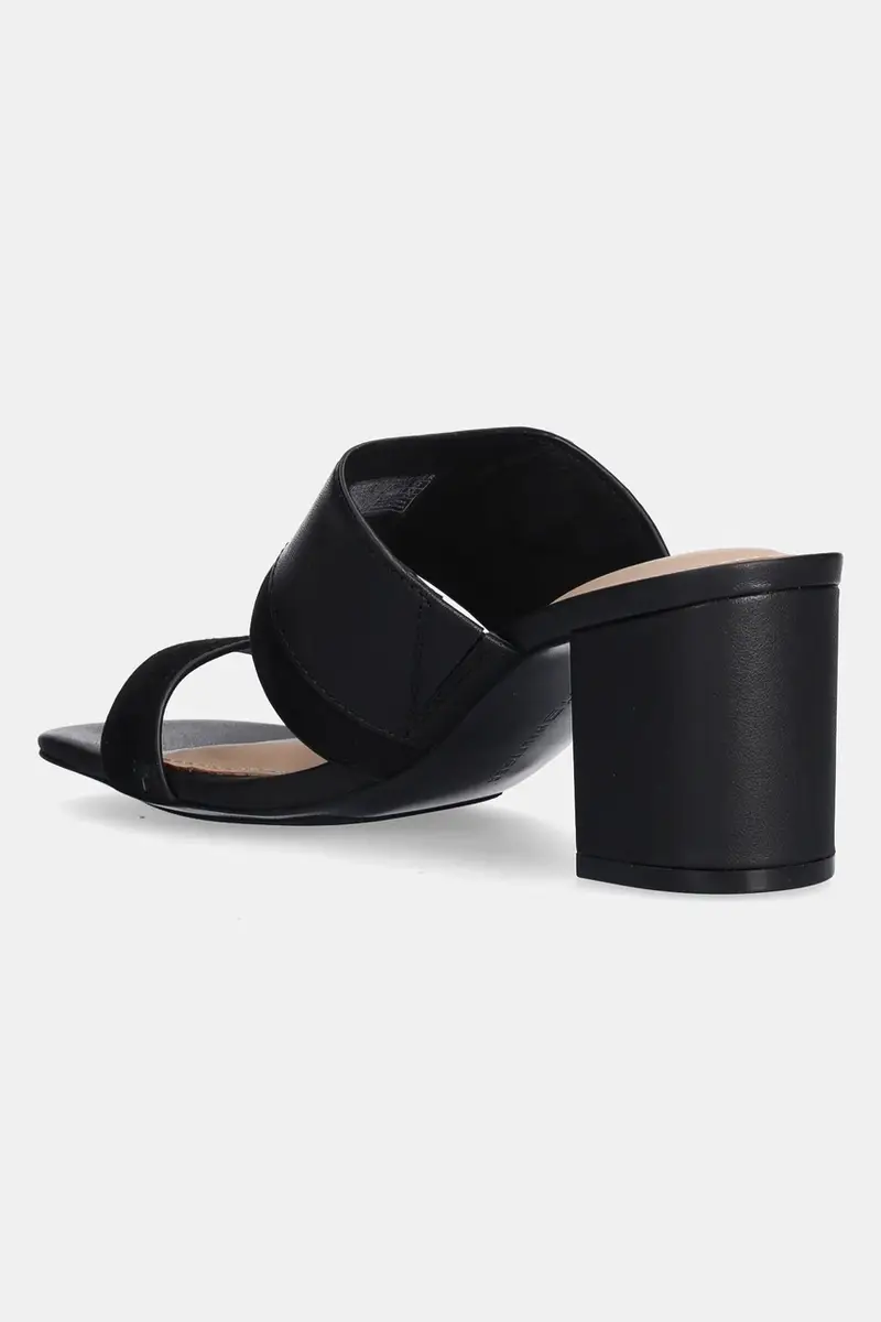 infradito in pelle LEATHER & SUEDE BLOCK HEEL MULE donna colore nero FW0FW08530 miniatura 3