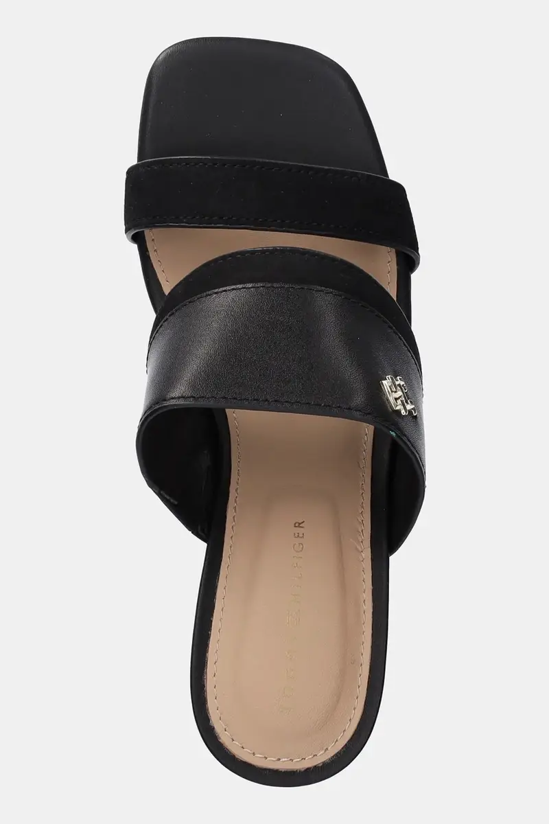 infradito in pelle LEATHER & SUEDE BLOCK HEEL MULE donna colore nero FW0FW08530 miniatura 4