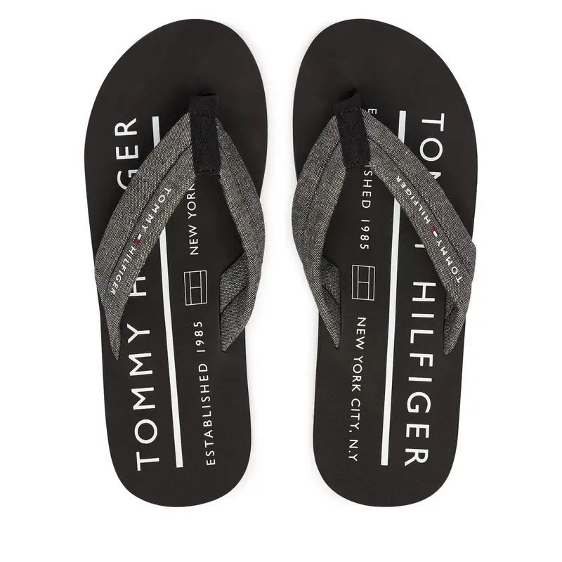 Infradito Tommy Hilfiger Hilfiger Chambray Beach Sandal FM0FM05751 Grigio