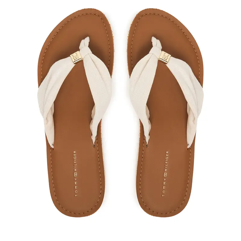 Infradito Tommy Hilfiger Th Ltr Footbed Summer Sandal FW0FW09194 Écru Écru