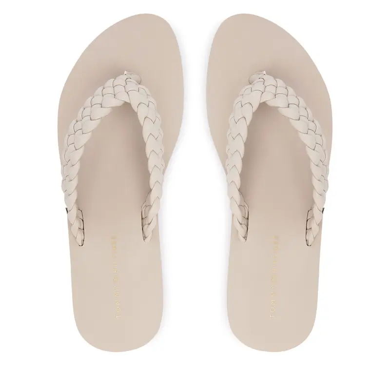 Infradito Tommy Hilfiger Th Wedge Cornrow Beach Sandal FW0FW09037 Écru Écru