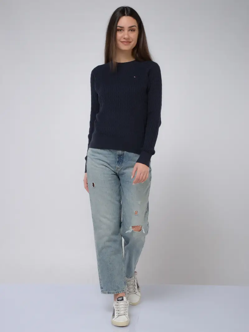 jeans da donna Tommy Hilfiger Straight con rotture Blu miniatura 2