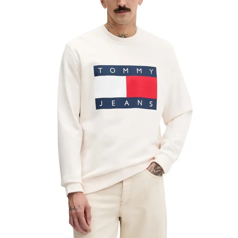 Tommy Hilfiger Jeans Felpa Uomo - white / S