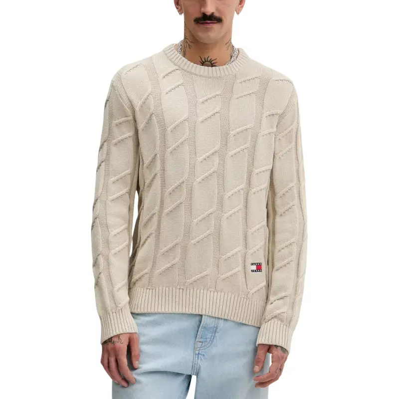 Maglia Uomo Maniche Lunghe Scollo Tondo Beige Primavera/Estate - Tommy Hilfiger Jeans - beige / S
