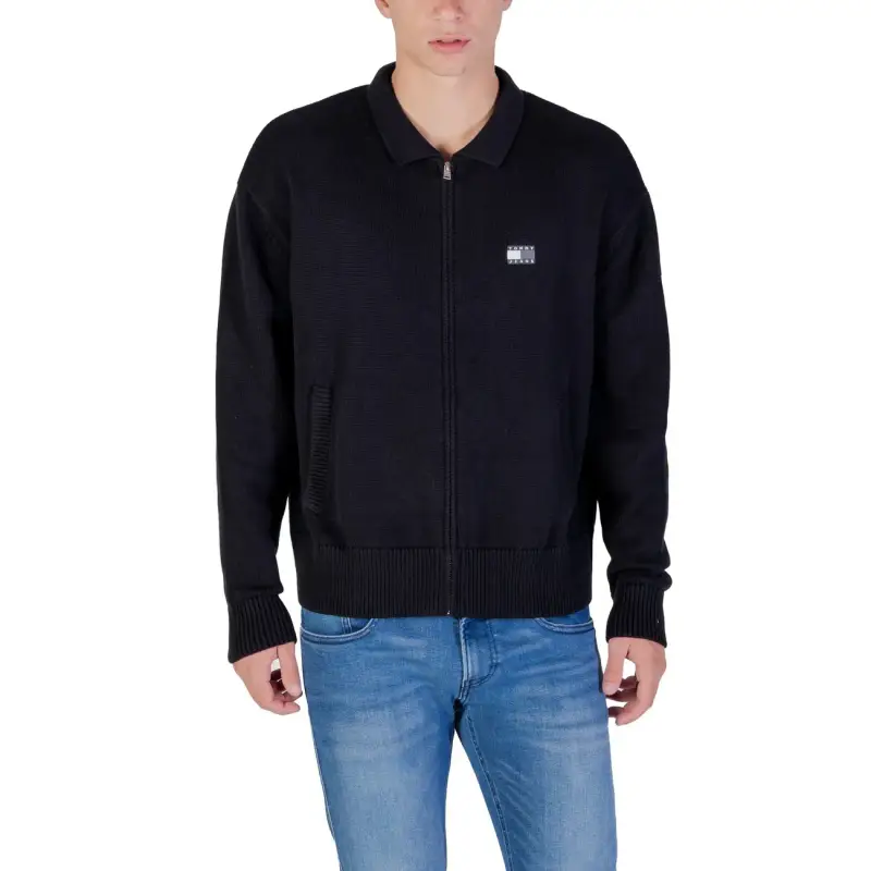Maglia Uomo Tommy Hilfiger Jeans in Cotone Organico con Zip - Nera A/I - black / S