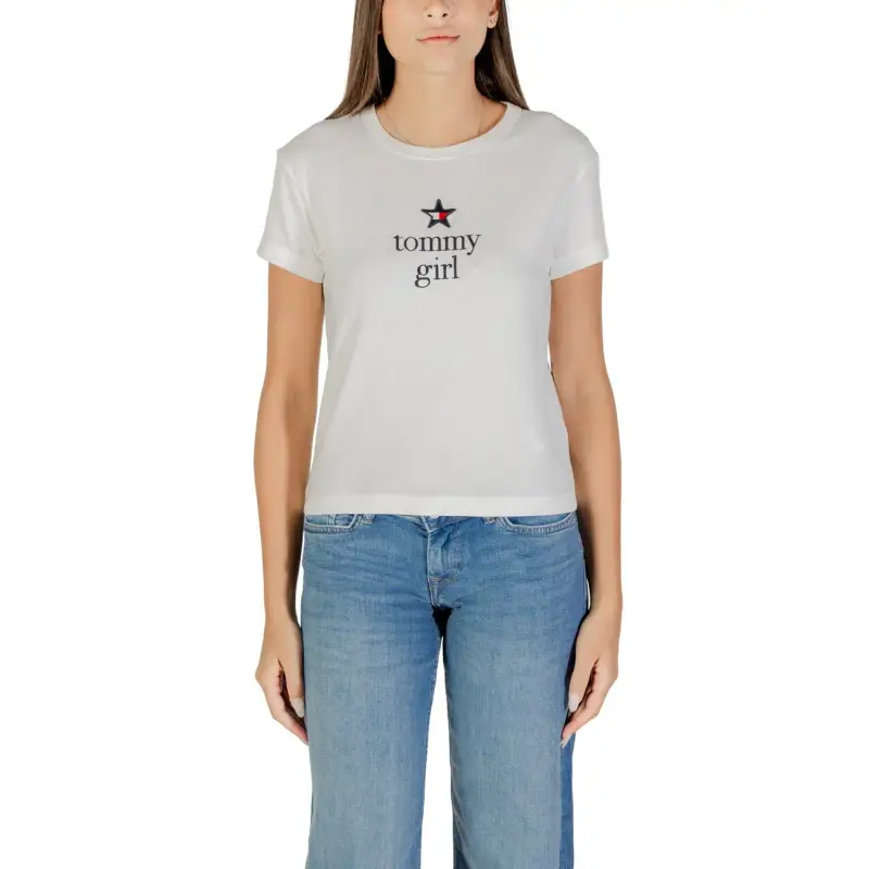 T-Shirt Stampa Donna Autunno/Inverno Bianca Tommy Hilfiger Jeans - white / XS