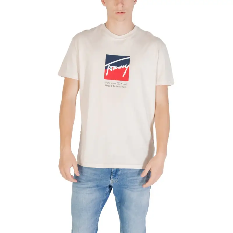 T-shirt Uomo Stampa Cotone Organico Beige Tommy Hilfiger Jeans - beige / S