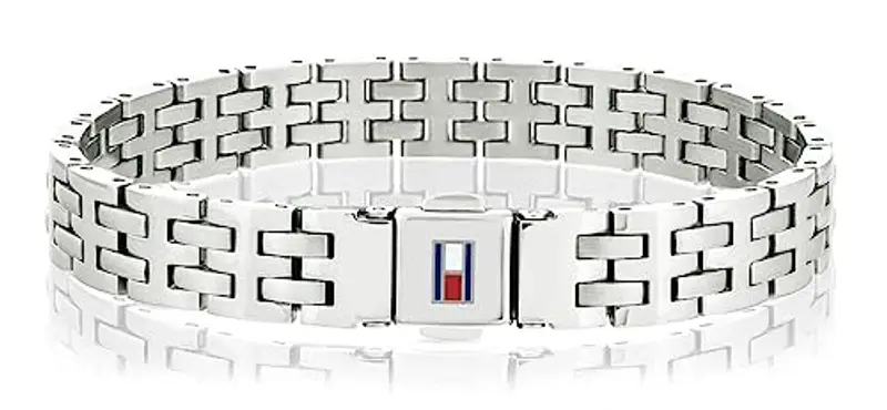 Tommy Hilfiger Jewelry Braccialetto da Uomo in Acciaio Inossidabile con la Bandiera Iconica di Tommy Hilfiger