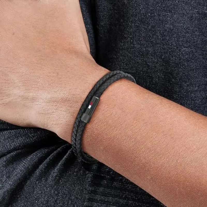 Tommy Hilfiger Jewelry Braccialetto da Uomo In Pelle Nero - 2790262S miniatura 3