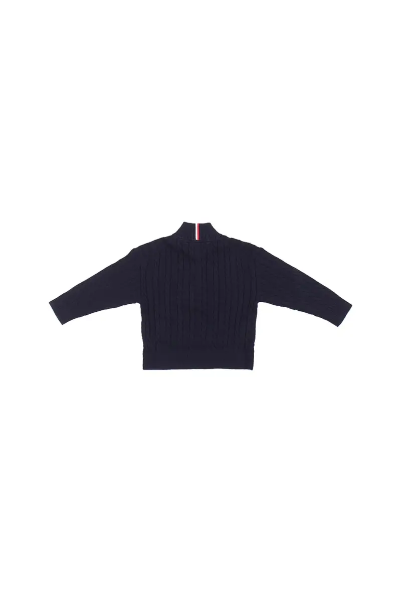 Maglia Bambino TOMMY HILFIGER Blu Cotton cable half zip sweater miniatura 2