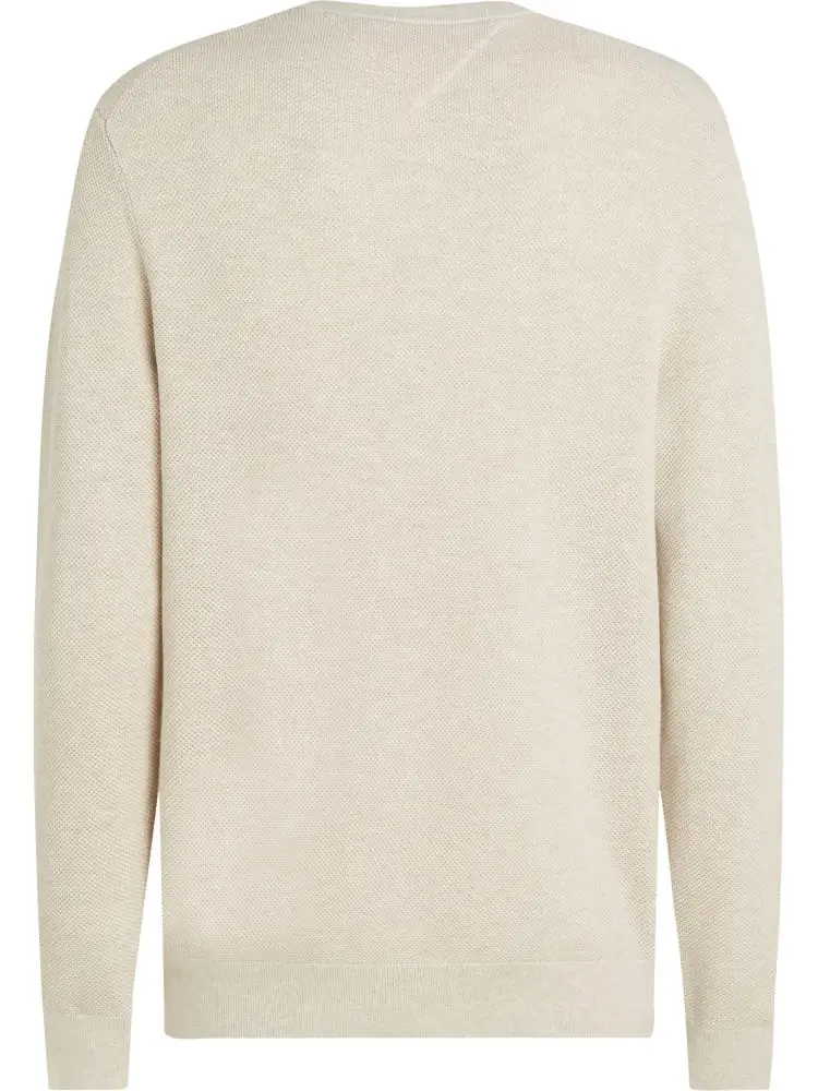 maglia beige uomo in cotone strutturato mini logo sul petto miniatura 2