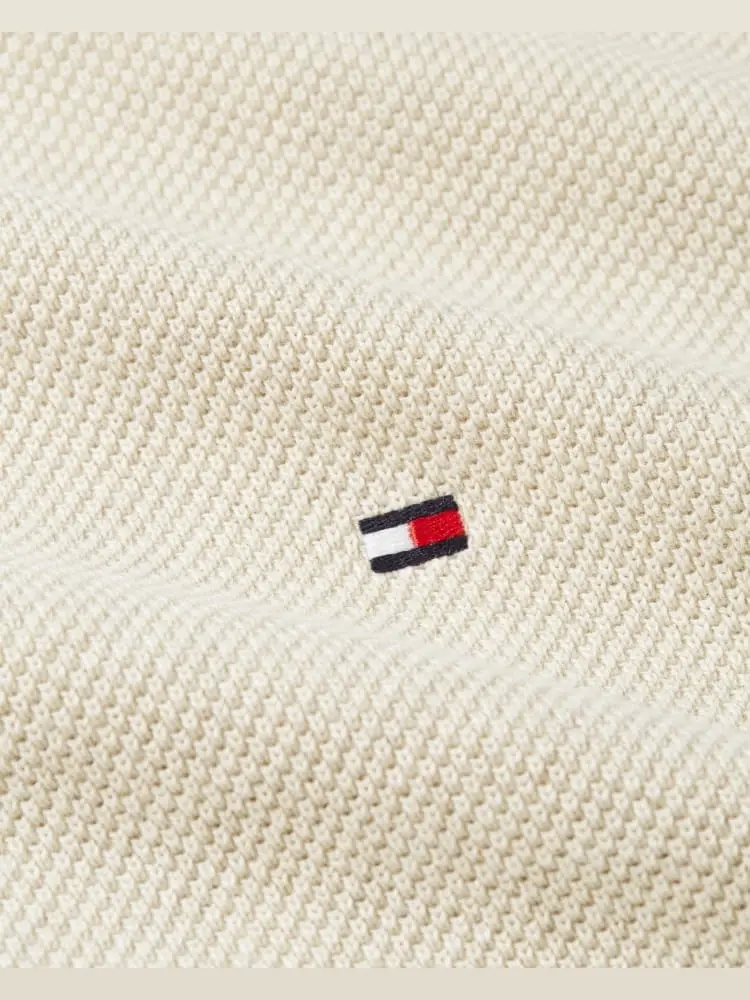 maglia beige uomo in cotone strutturato mini logo sul petto miniatura 3