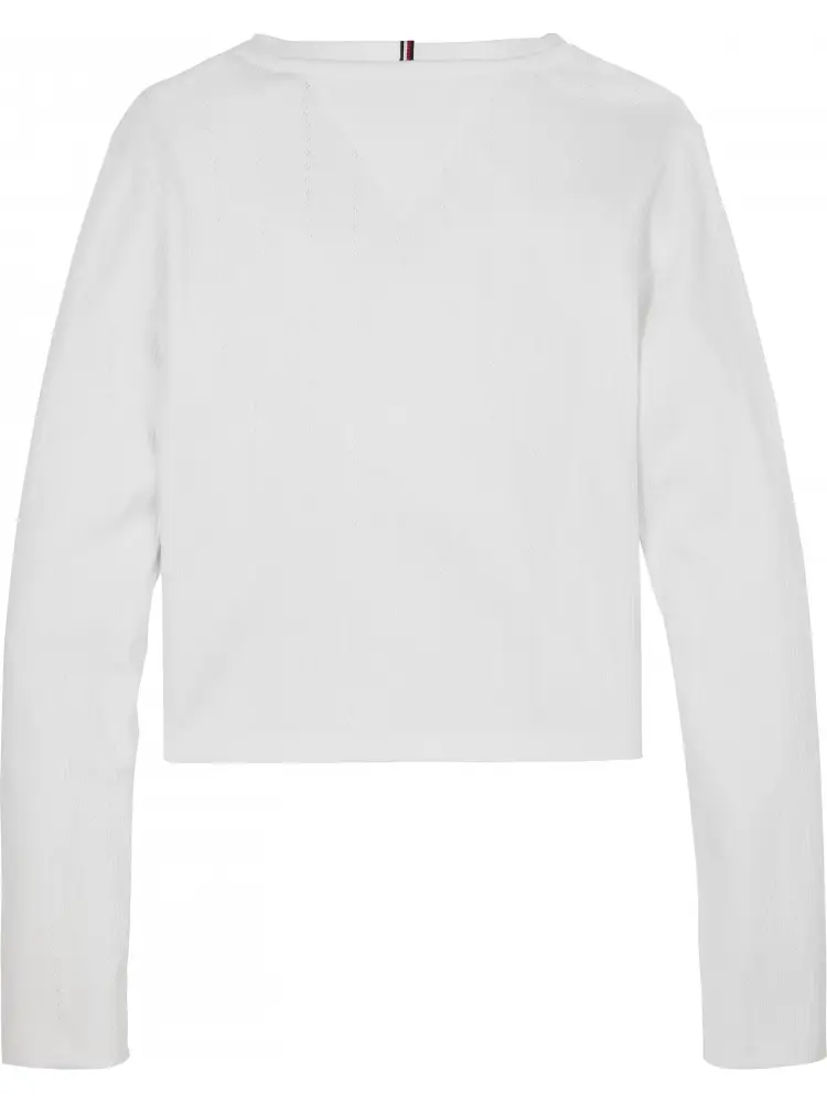 maglia bianca bambina in cotone mini logo sul petto miniatura 2