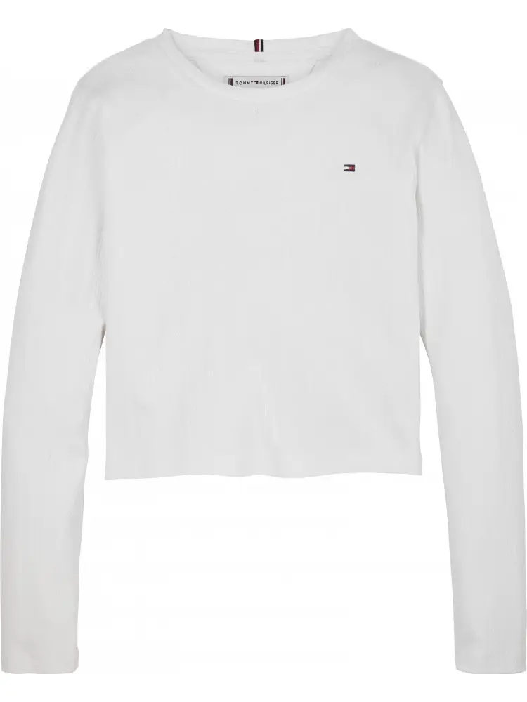 maglia bianca bambina in cotone mini logo sul petto