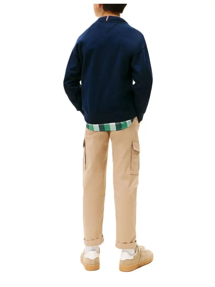 maglia blu navy bambino in cotone logo sul davanti miniatura 2