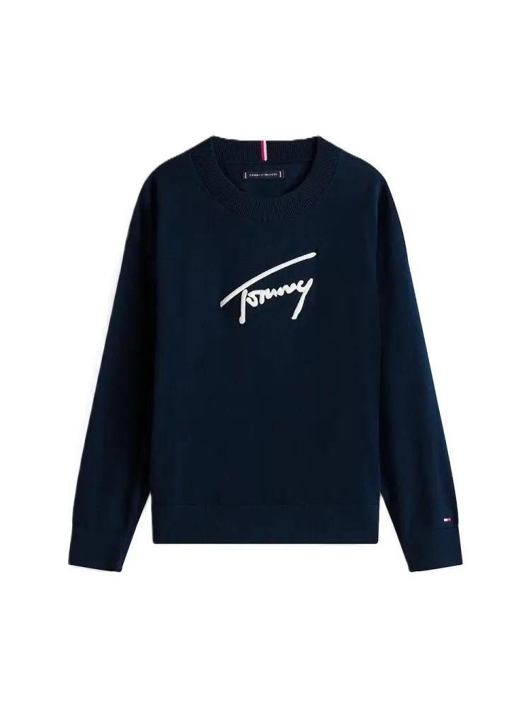 maglia blu navy bambino in cotone logo sul davanti