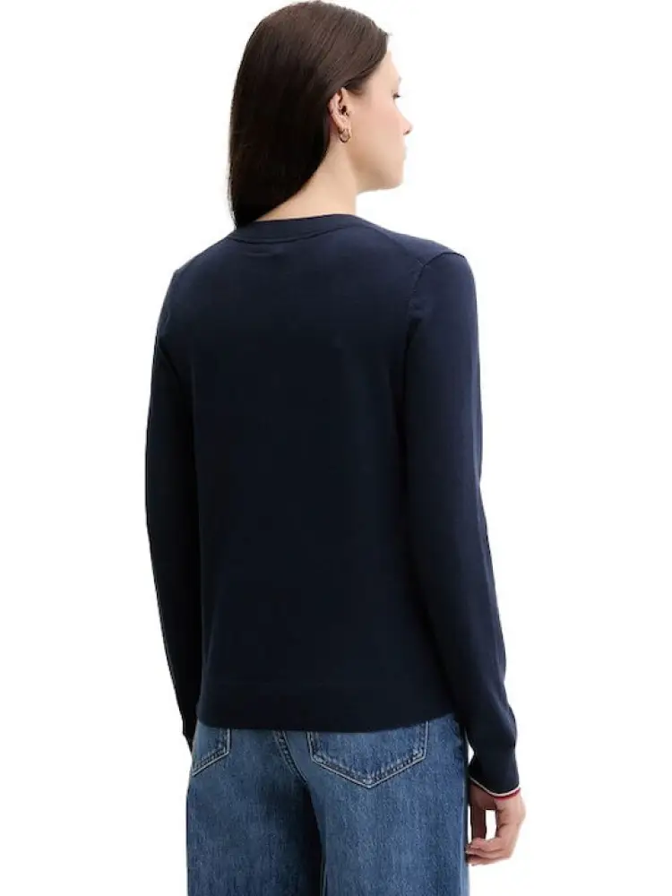 maglia blu navy donna in cotone mini logo sul petto miniatura 2