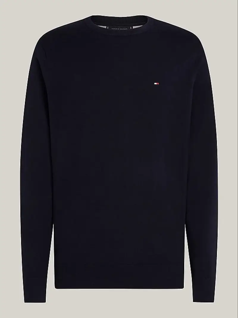 Tommy Hilfiger maglia blu navy uomo in cotone micro logo sul petto