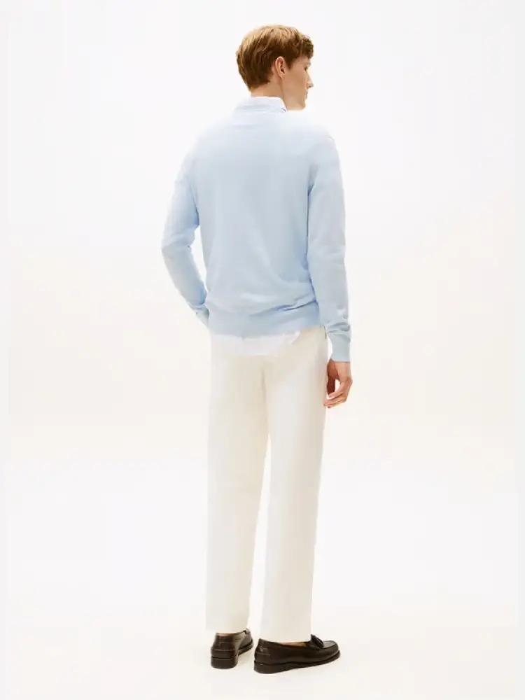 maglia celeste chiaro uomo in cotone mini logo sul petto miniatura 2